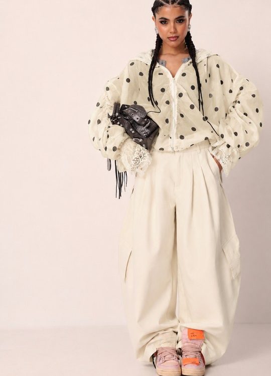 Polka Dot Lace Bomber Jacket