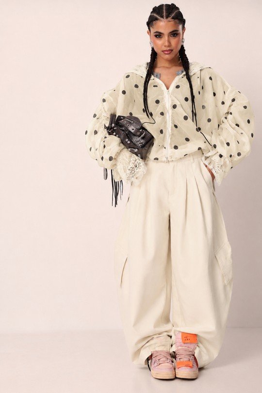 Polka Dot Lace Bomber Jacket