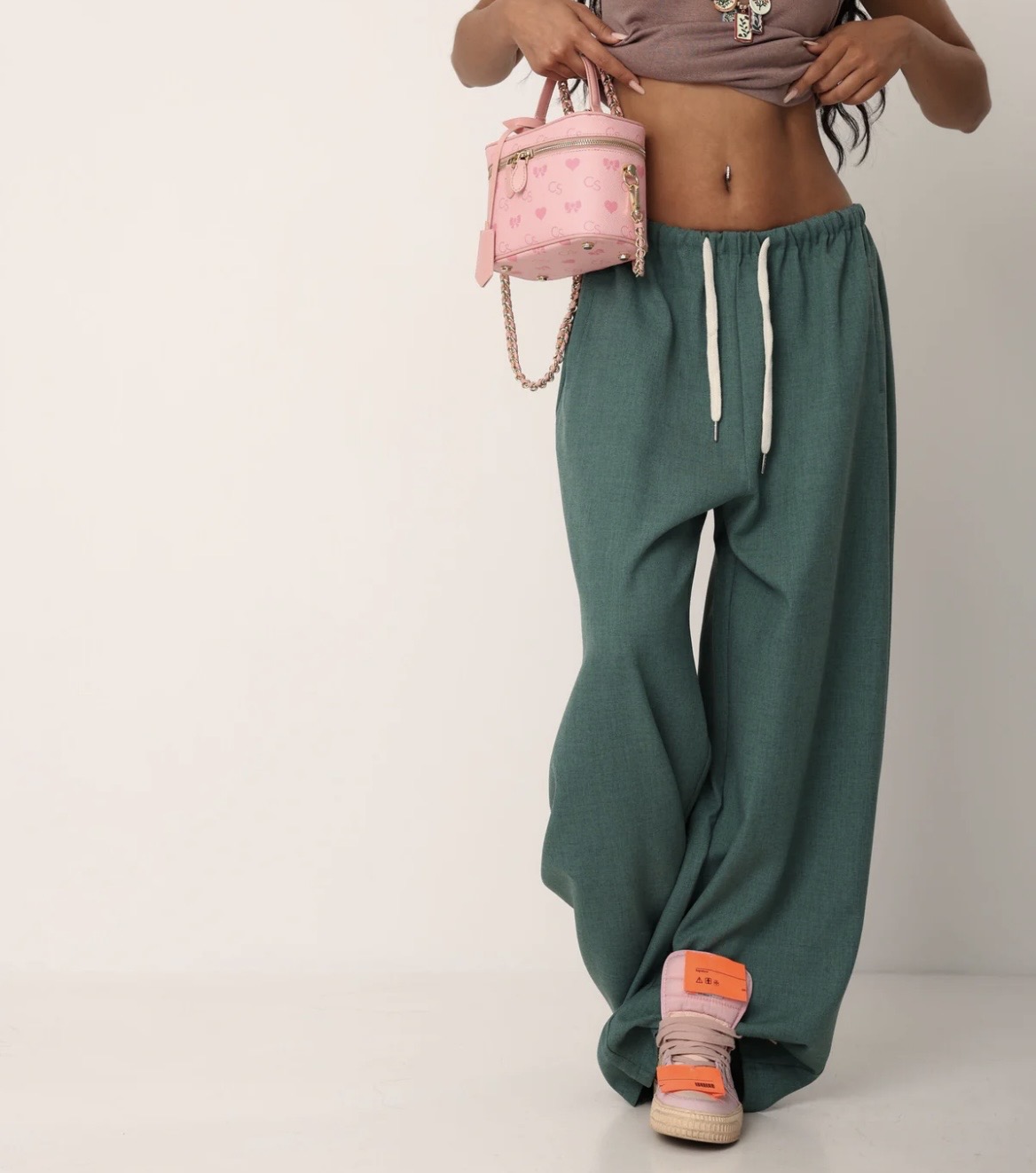 Wide Leg Jogger Παντελόνα Grey Melange