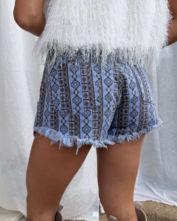 Ethnic Print Denim Shorts – Boho Statement Fit