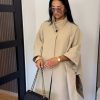 Chaki Oversized jacket τύπου cape με ψηλό γιακά