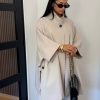 Chaki Oversized jacket τύπου cape με ψηλό γιακά