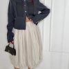 Λινό Balloon Παντελόνι Midi 100% Linen