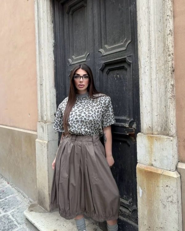 Λινό Balloon Παντελόνι Midi 100% Linen
