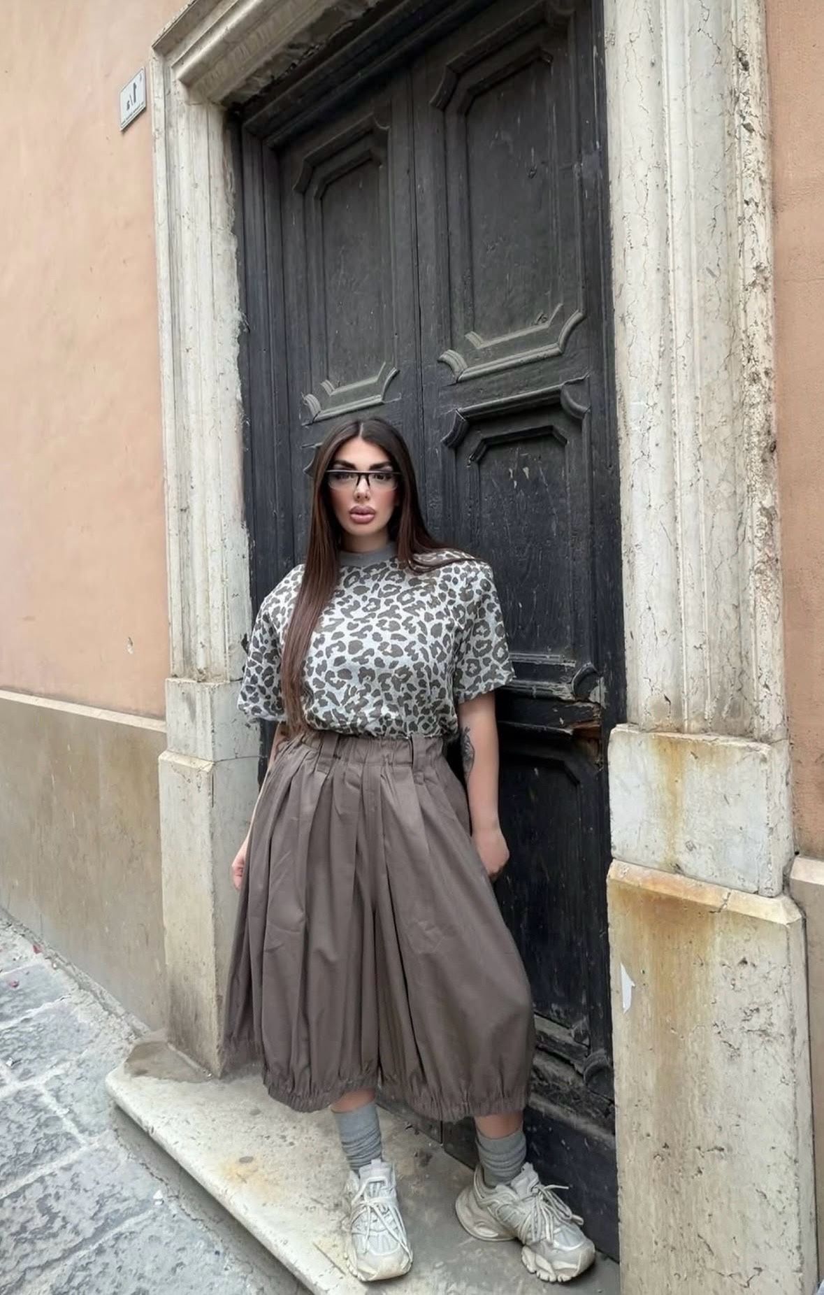 Λινό Balloon Παντελόνι Midi 100% Linen