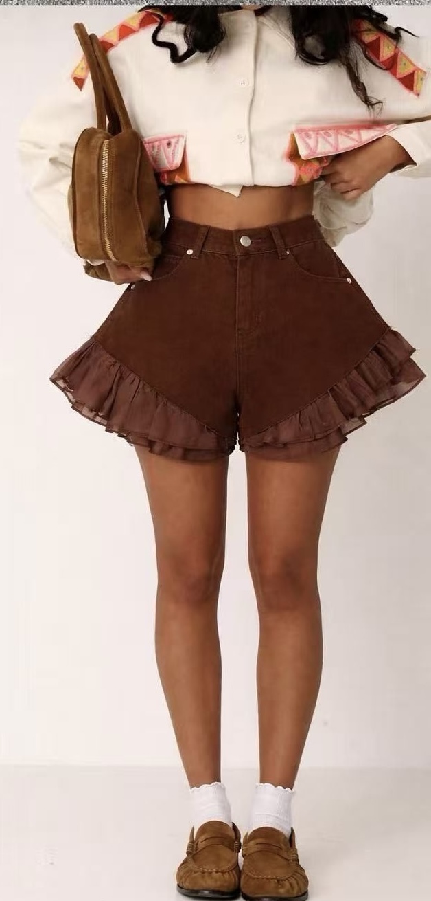 Layered Denim Ruffle Shorts – Boho Chic Edition