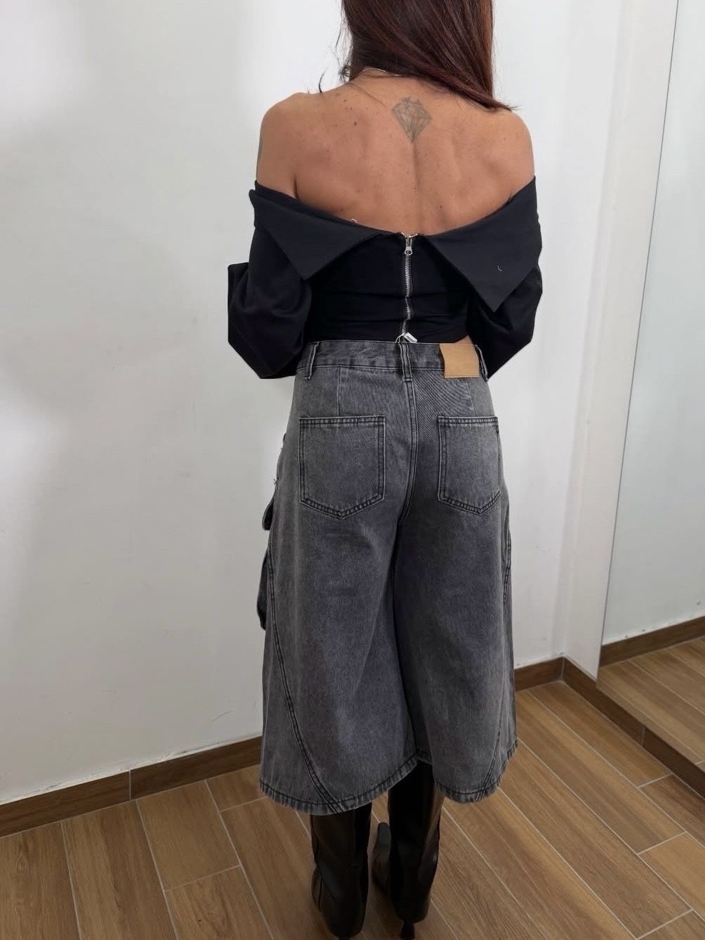 Denim Bermuda Cargo High Waist – Trend Fit
