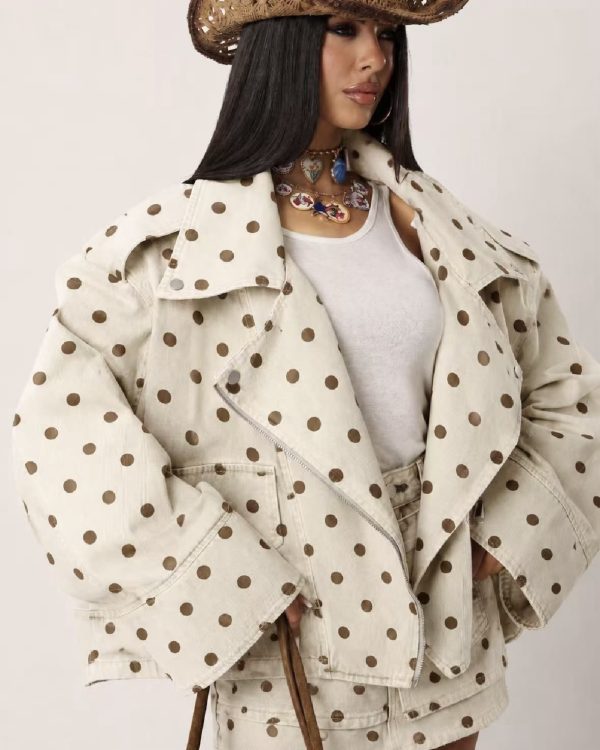 Polka Dot Oversized Denim Jacket