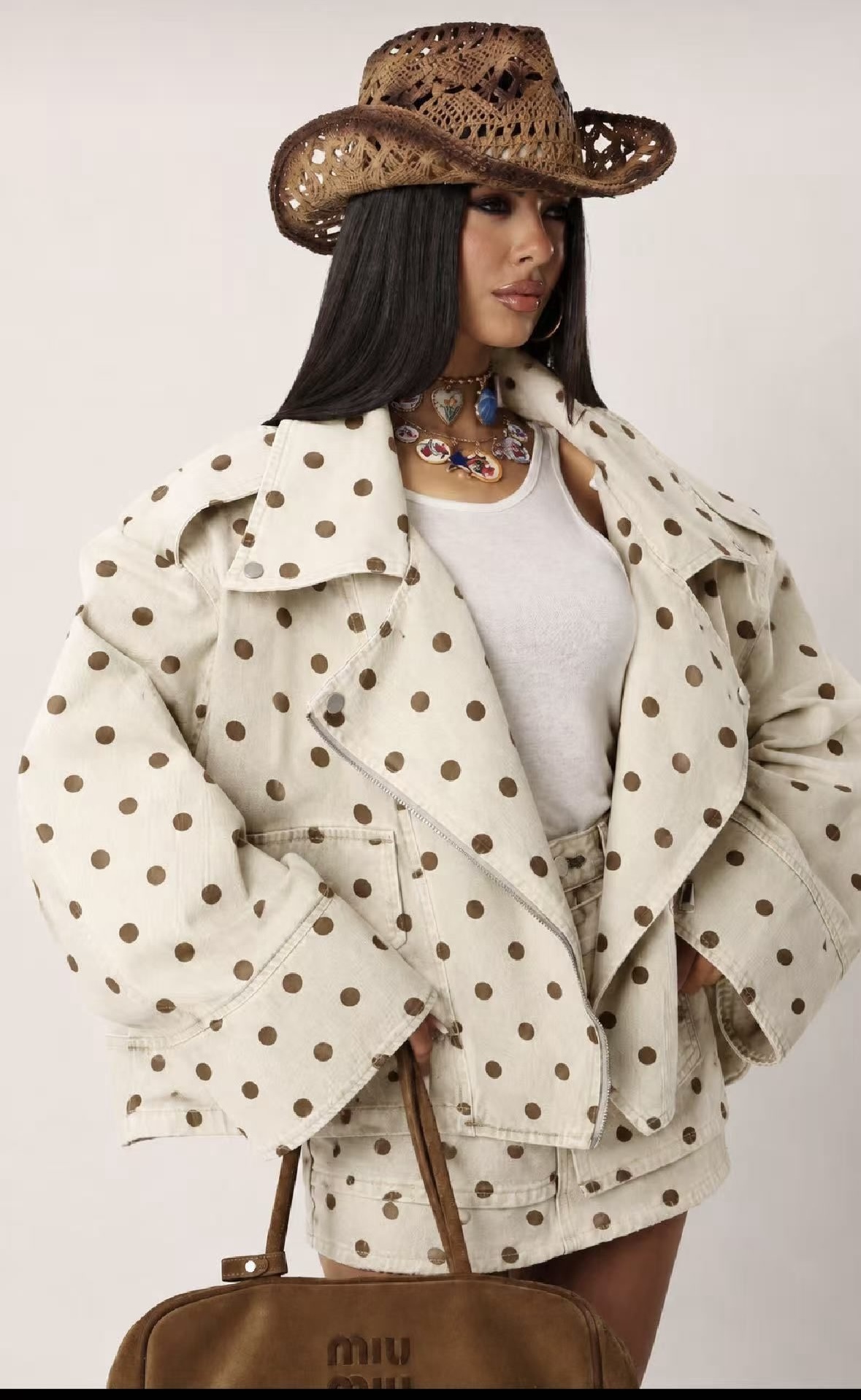 Polka Dot Oversized Denim Jacket Polka Dot Oversized Denim Jacket