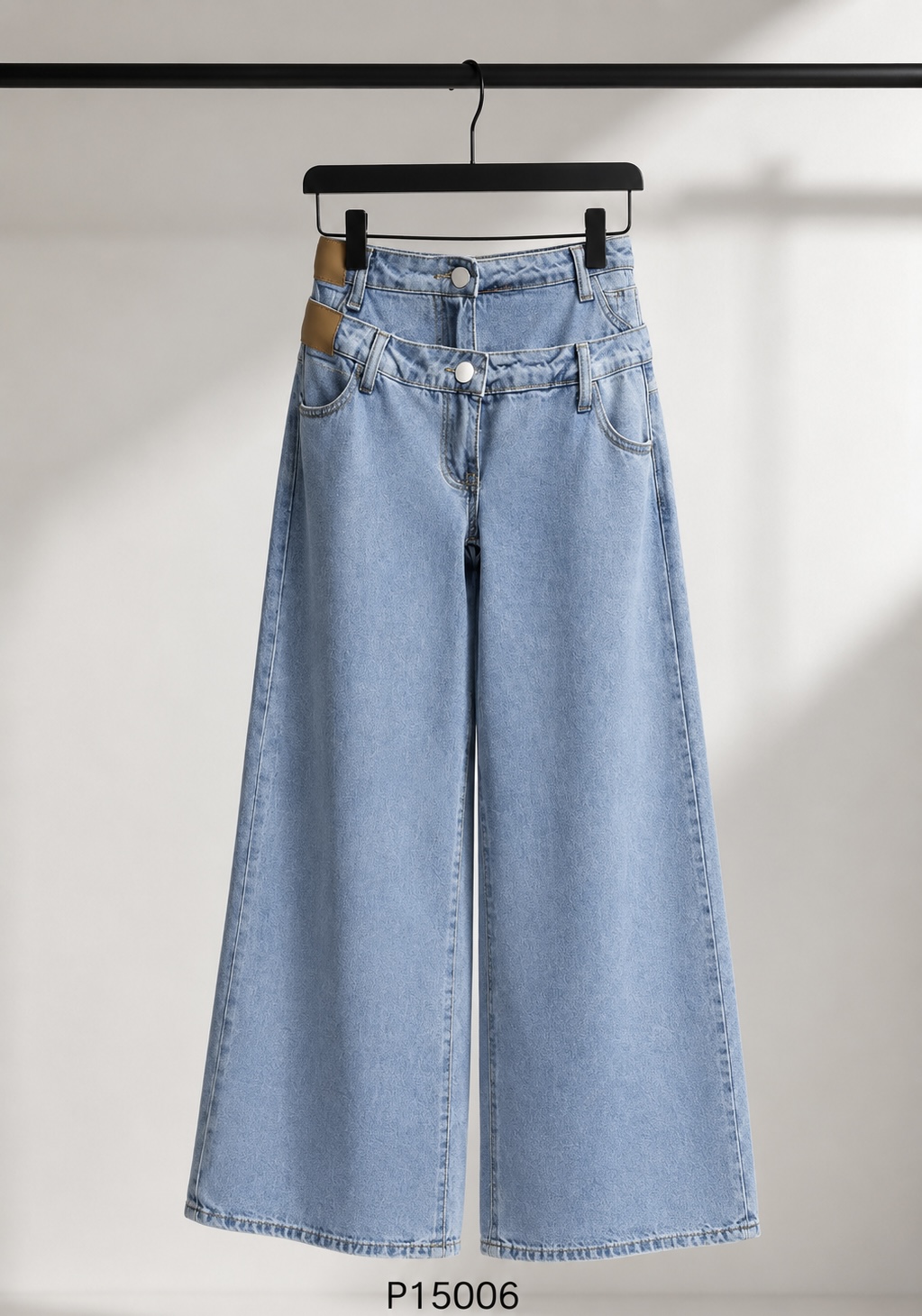 Double Waist Wide Leg Denim Jeans