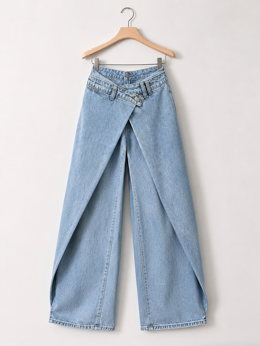 Asymmetric Wide Leg Denim Jeans