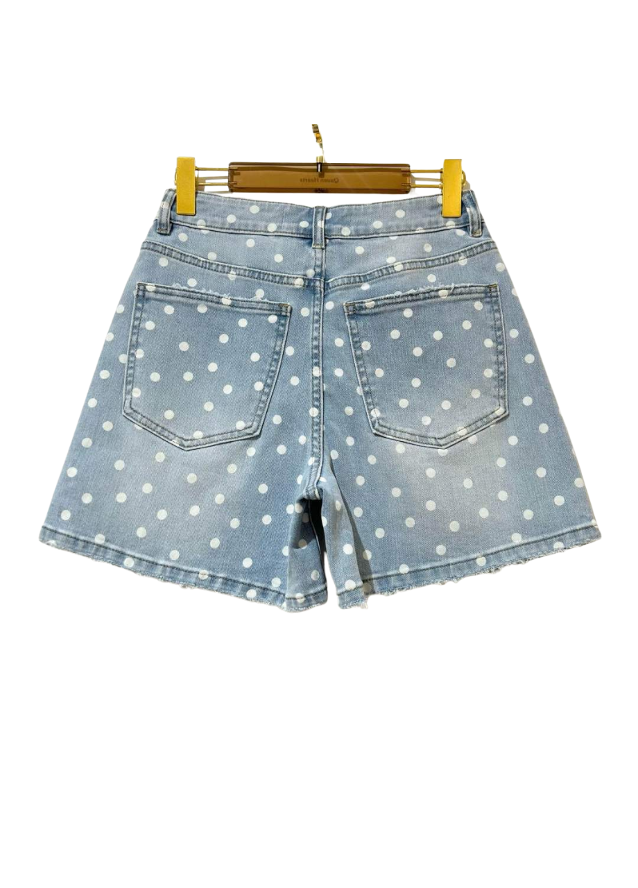 Polka Dot Denim Shorts