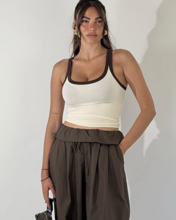 Balloon Cotton Παντελόνα με Διπλωμένη Μέση