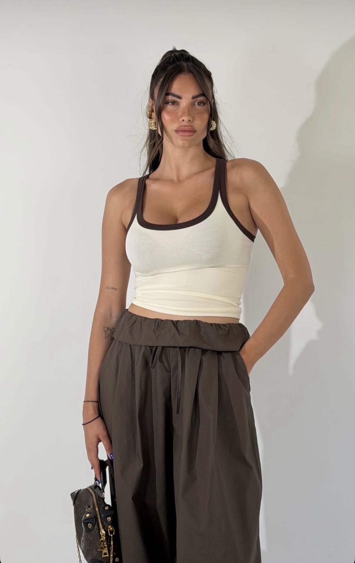 Balloon Cotton Παντελόνα με Διπλωμένη Μέση