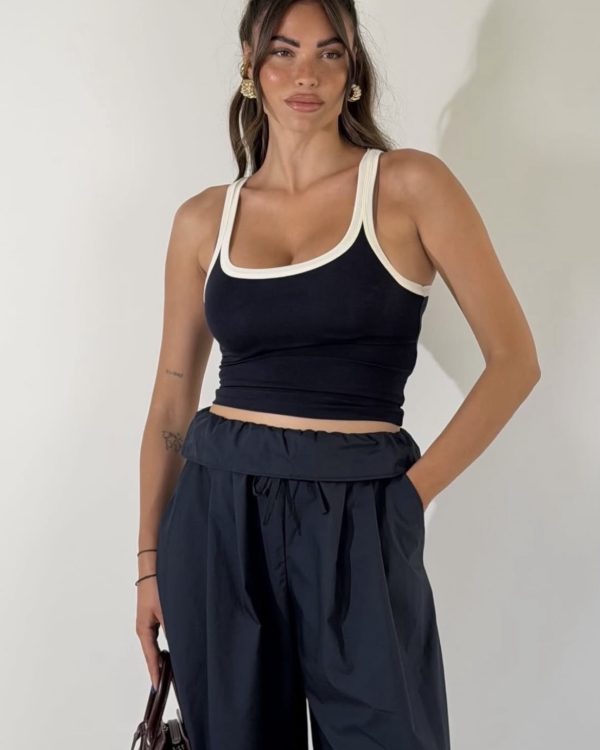 Balloon Cotton Παντελόνα με Διπλωμένη Μέση