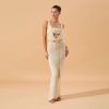 Maxi Φόρεμα Lurex με Cut-Out & Ζώνη