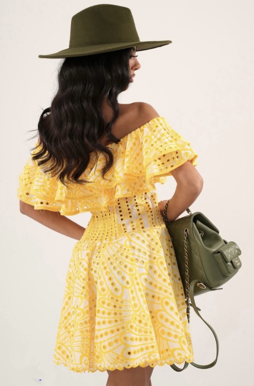 Lemon Glow Broderie Mini Dress