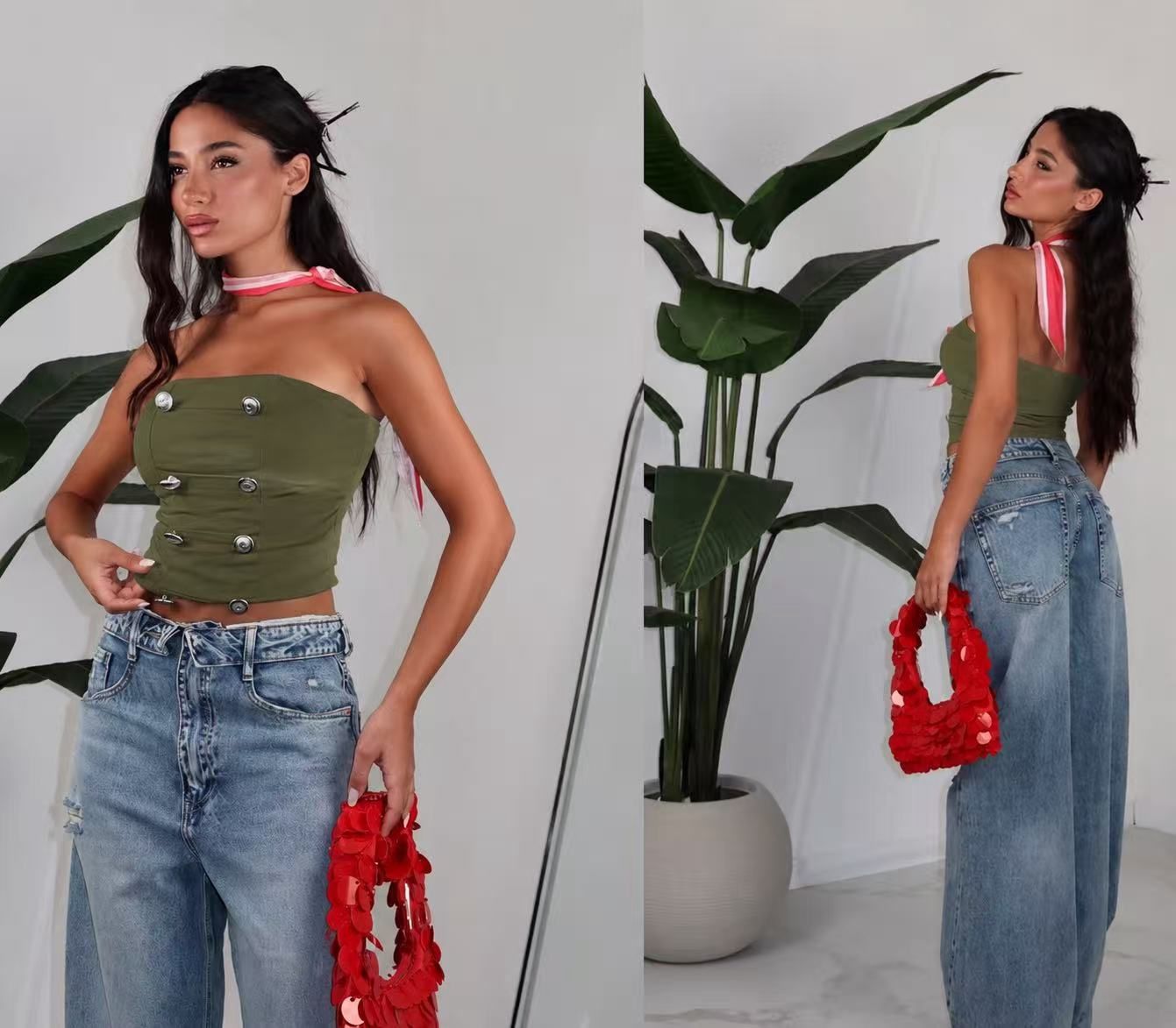 Riviera Button Tube Top