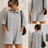 Cotton Polo Playsuit με Τσέπες – Γκρι