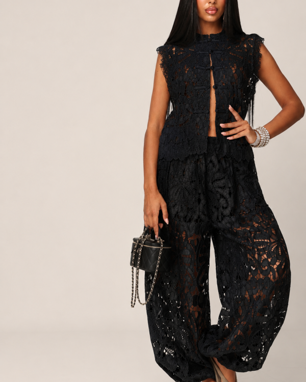 Lace Boho Co-Ord Set με Κιπούρ Δαντέλα