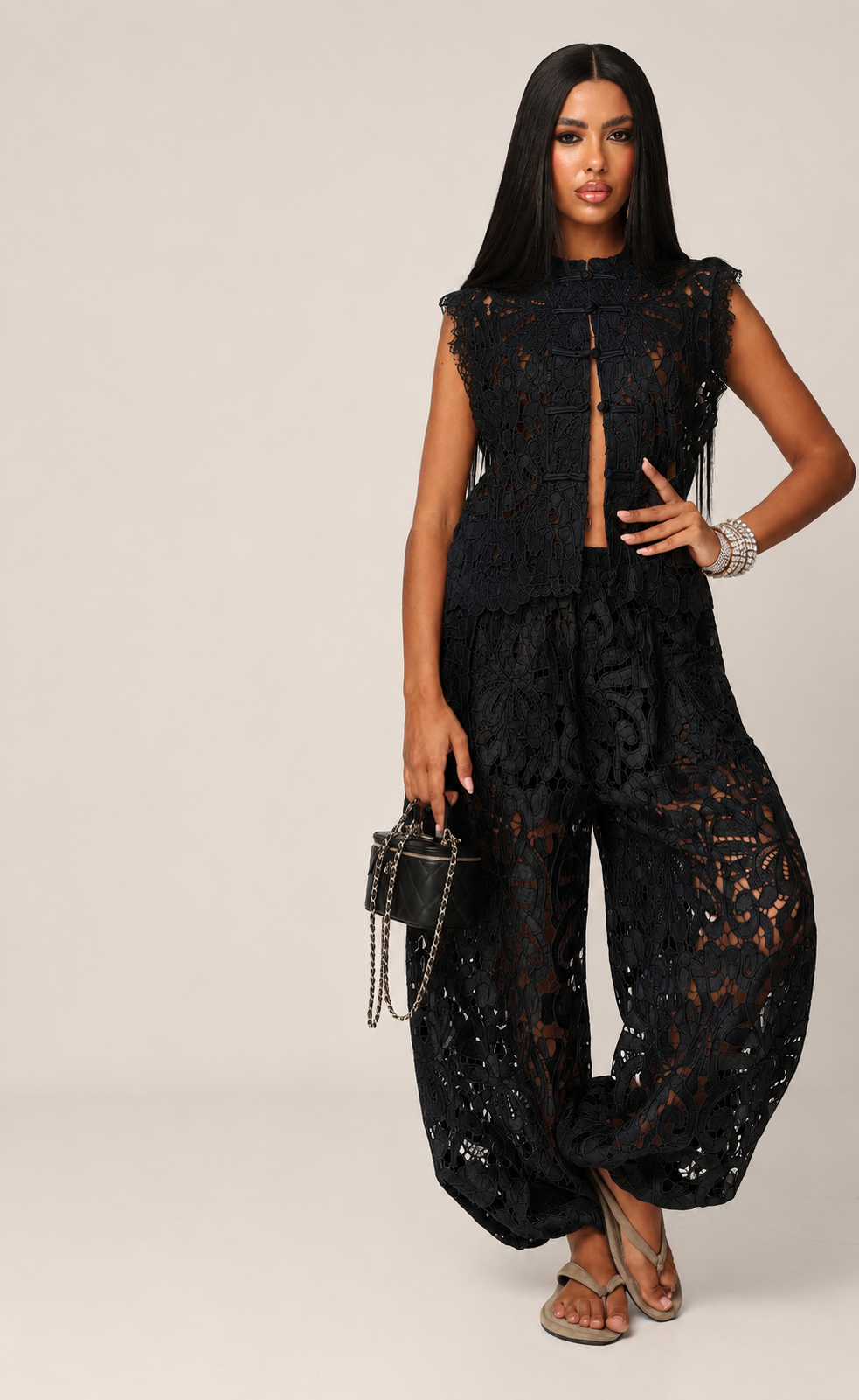 Lace Boho Co-Ord Set με Κιπούρ Δαντέλα