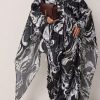 Noir Marble Linen Set – 100% Λινό Σετ με Kimono Μανίκια