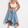 Denim Ασύμμετρη Φούστα με Fold-Over Μέση – 100% Βαμβάκι