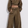 Premium Denim Co-Ord Set με Crop Jacket & Wide Leg Παντελόνα