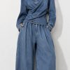 Denim Co-Ord Set με Draped Πουκάμισο & Balloon Παντελόνα