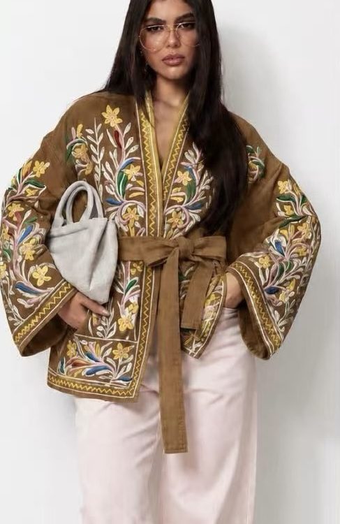 Boho Embroidered Kimono Jacket