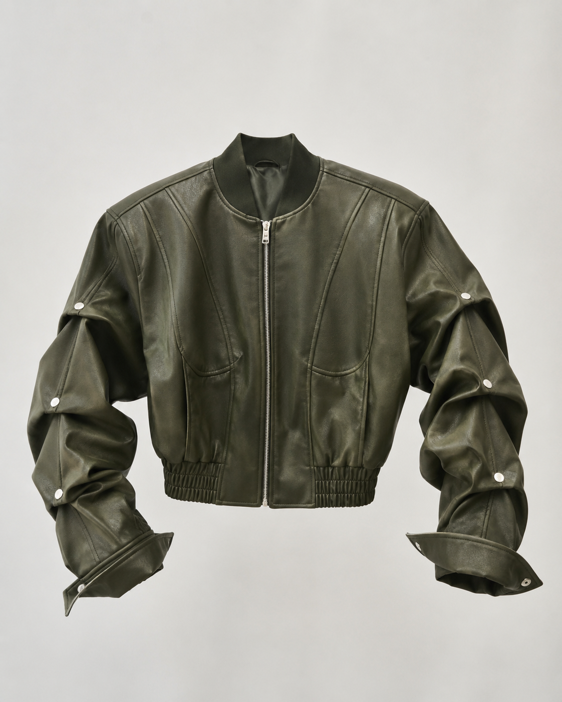 Architectural Faux Leather Bomber