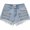 Denim Shorts με Διακοσμητικές Τρέσες & Frayed Τελείωμα