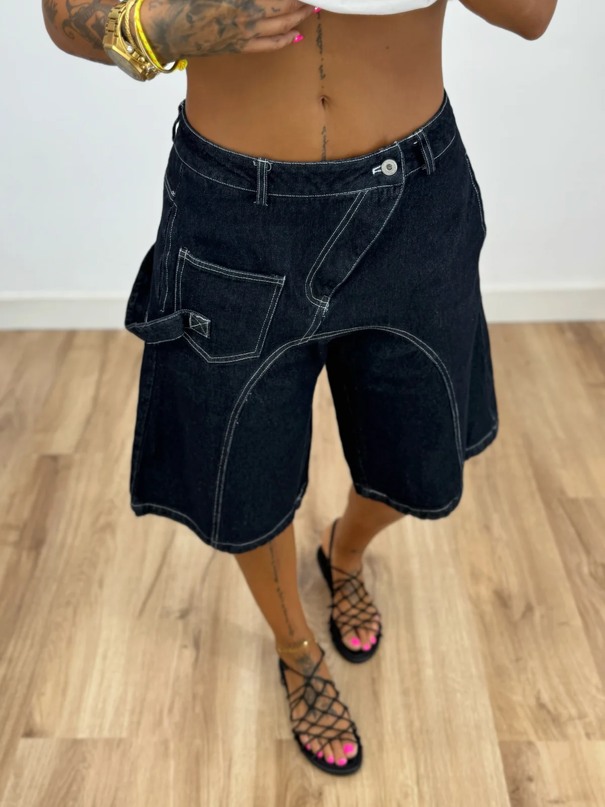 Denim Βερμούδα με Contrast Ραφές