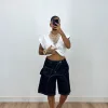 Denim Βερμούδα με Contrast Ραφές