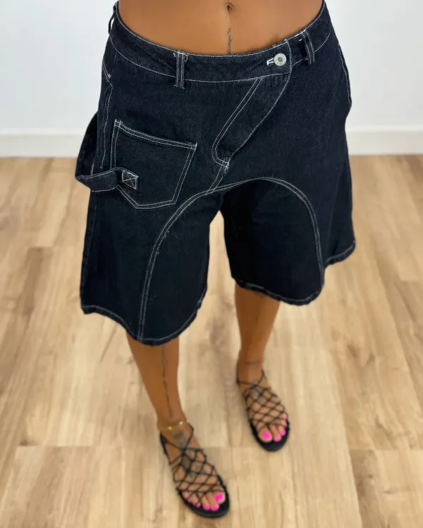 Denim Βερμούδα με Contrast Ραφές
