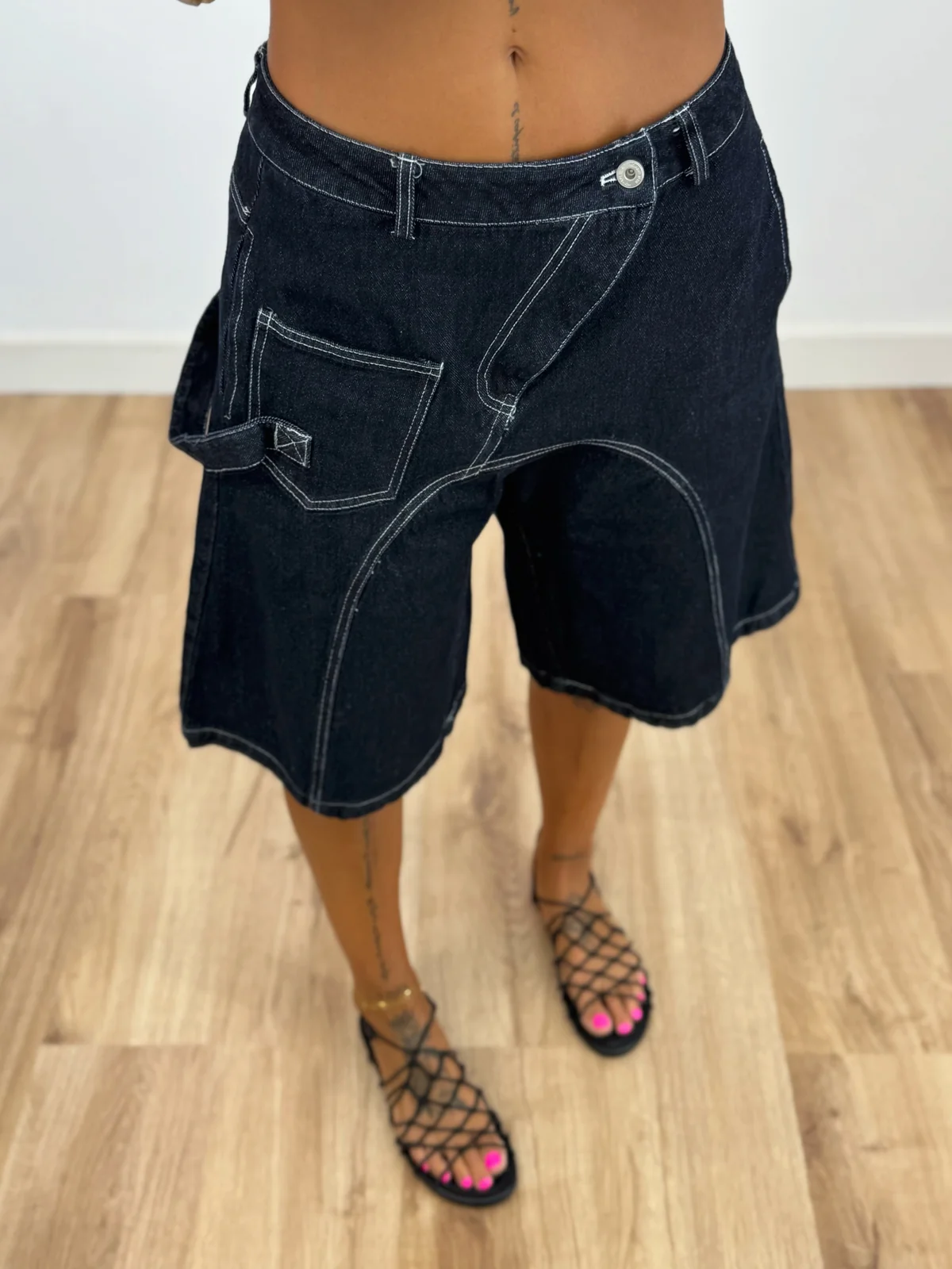 Denim Βερμούδα με Contrast Ραφές