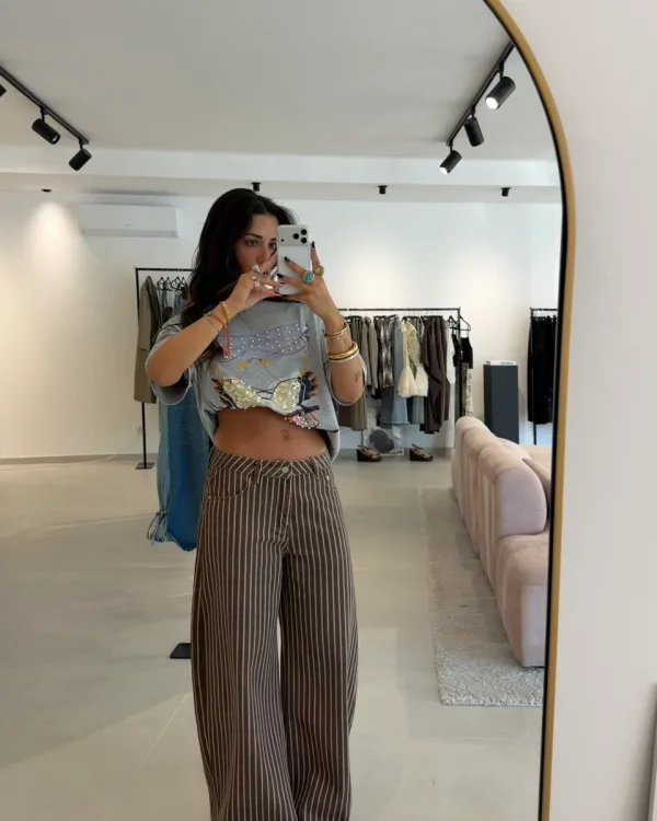 Minimal Striped Palazzo Trousers