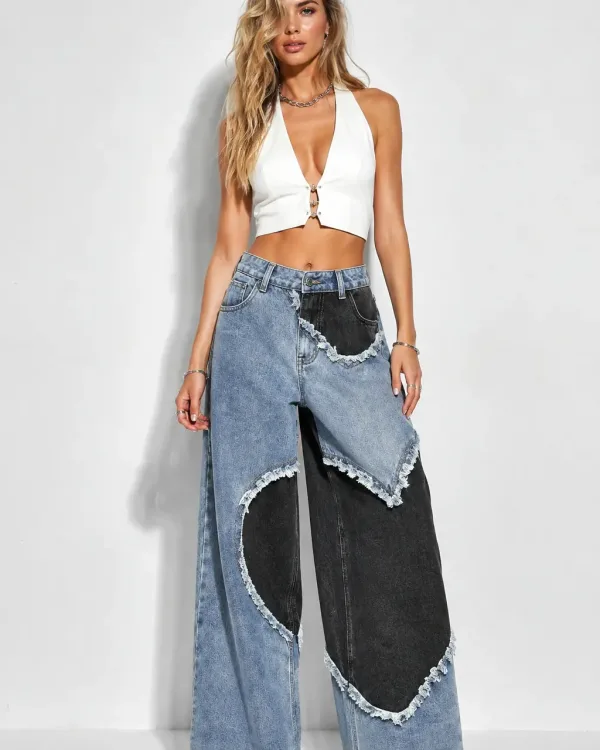 Patchwork Wide Leg Jeans