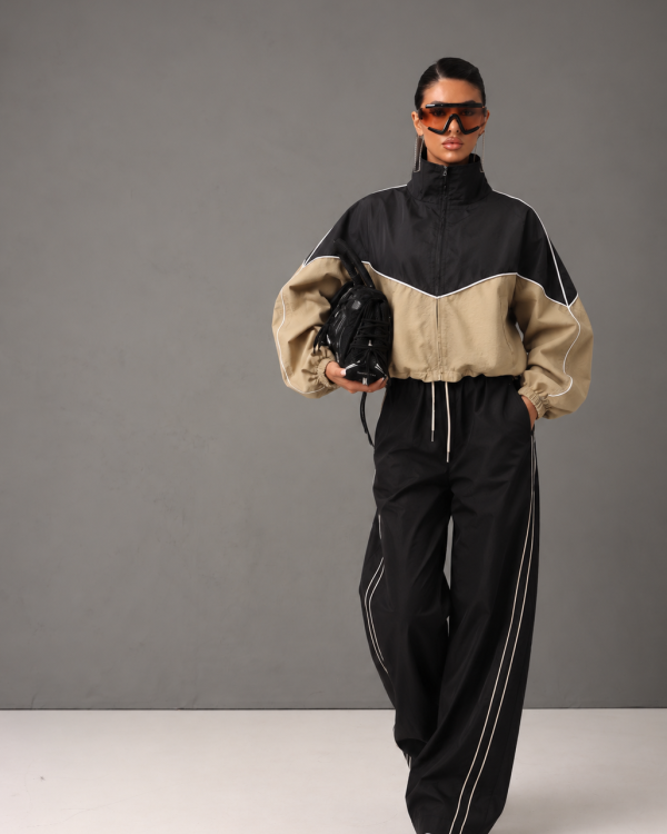 Αντιανεμικό Jacket Color Block με Λευκές Λεπτομέρειες