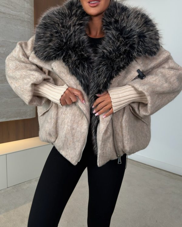 Marco Wool Blend Jacket με Αποσπώμενη Γούνινη Επένδυση