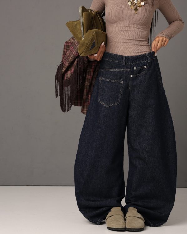 Wide Leg Jeans με Utility Τσέπες