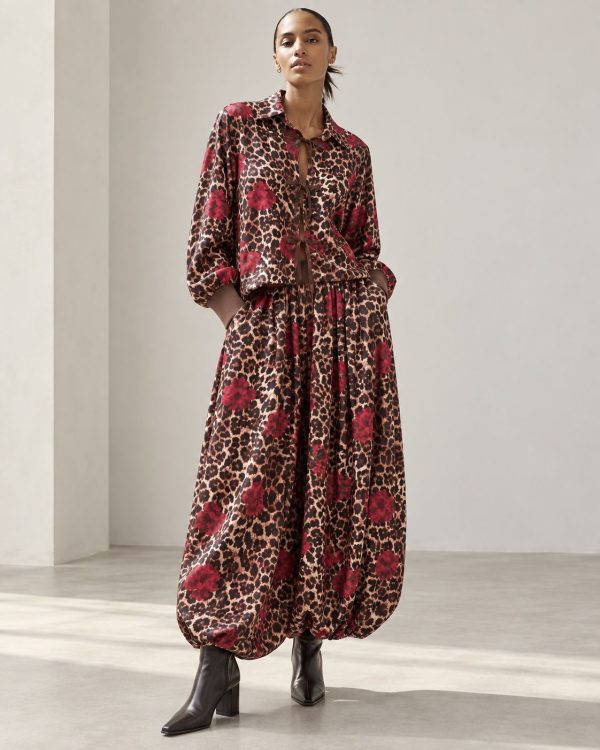 Leopard Floral Σετ με Πουκάμισο & Balloon Παντελόνα