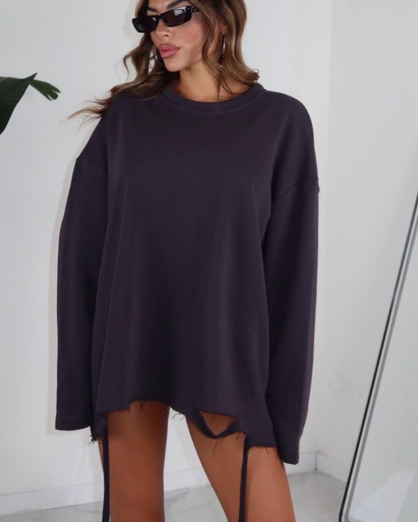 Oversized Μπλούζα με Κορδόνια στο Πλάι