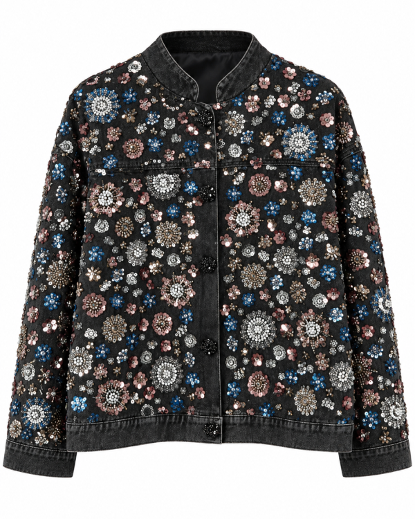Premium Jean Jacket με Πολύχρωμα Strass