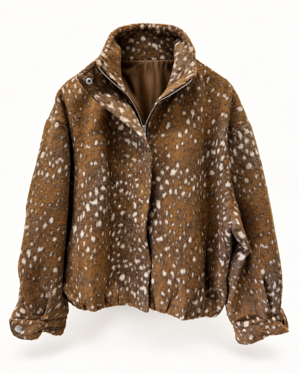 Γυναικείο Bomber Jacket Καφέ με Animal Print