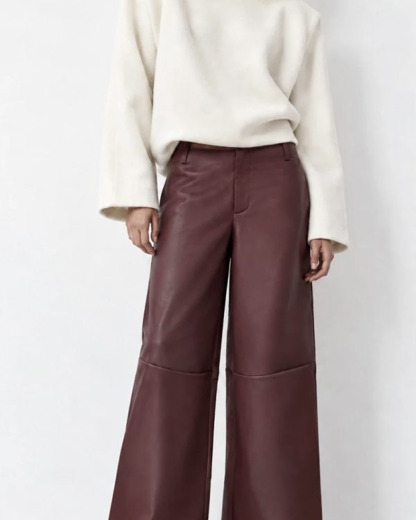 Wide-Leg Leatherette Pants