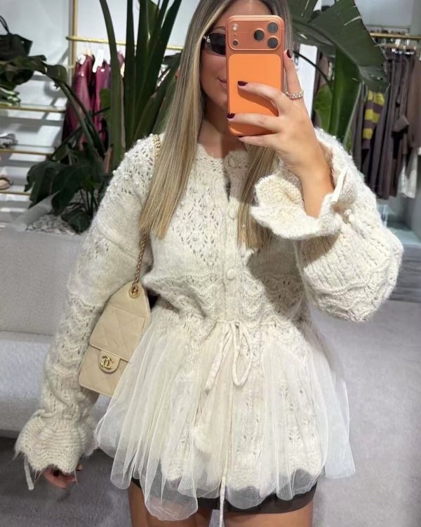 Knitted Tulle Cardigan