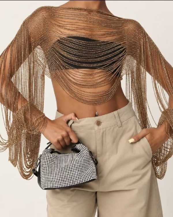 Μεταλλικό Top με Κρόσσια & Strass