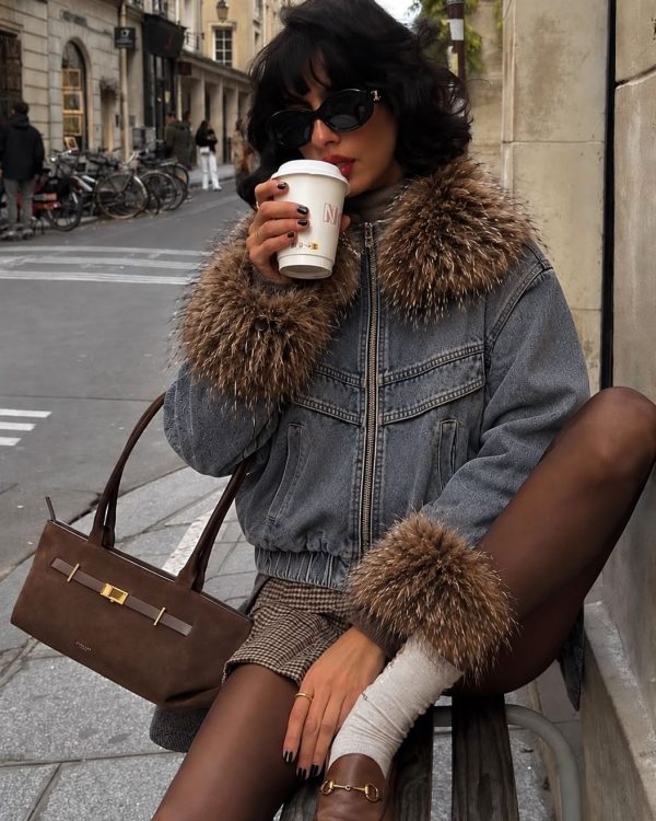 Jean Jacket με Γούνινη Επένδυση