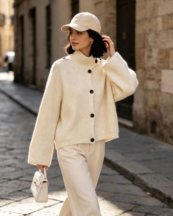 Πλεκτή Ζακέτα με Γιακά